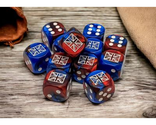 WW2 dice United Kingdom Gemini Blue-Red/white 16mm d6 Dice Block (12 dice)