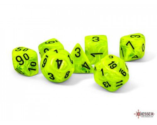 Chessex Vortex® Mega-hedral™ Bright Green/black 7-Die Set