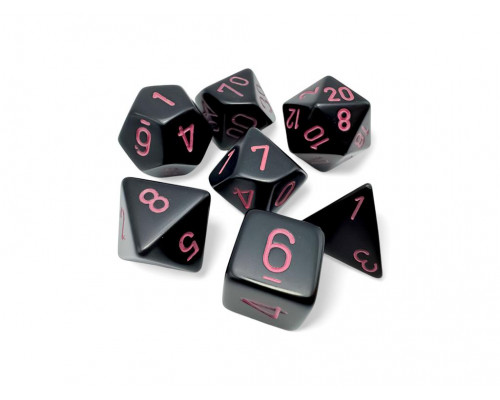 Opaque Black/pink Polyhedral 7-Dice Set