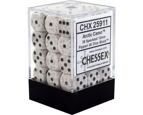 Chessex Speckled 12mm d6 Dice Blocks with Pips (36 Dice) - Arctic Camo