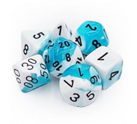 Chessex Gemini Polyhedral 7-Die Set - White-Teal w/black