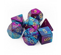 Chessex Gemini Polyhedral 7-Die Set - Purple-Teal w/gold