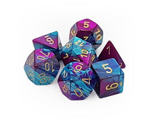 Chessex Gemini Polyhedral 7-Die Set - Purple-Teal w/gold