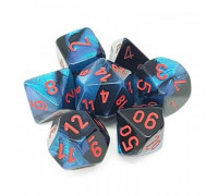 Chessex Gemini Polyhedral 7-Die Set - Black-Starlight w/red