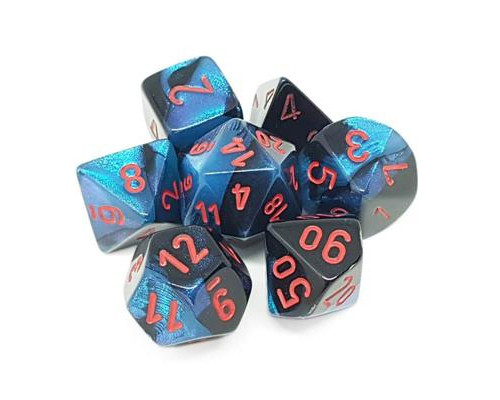 Chessex Gemini Polyhedral 7-Die Set - Black-Starlight w/red