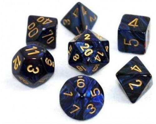 Chessex Scarab 7-Die Set - Royal Blue w/gold