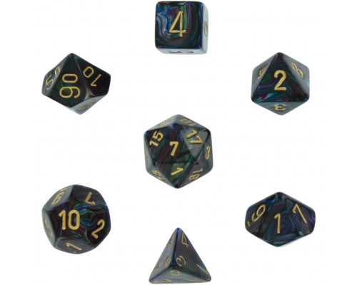 Chessex Lustrous 7-Die Set - Shadow w/gold