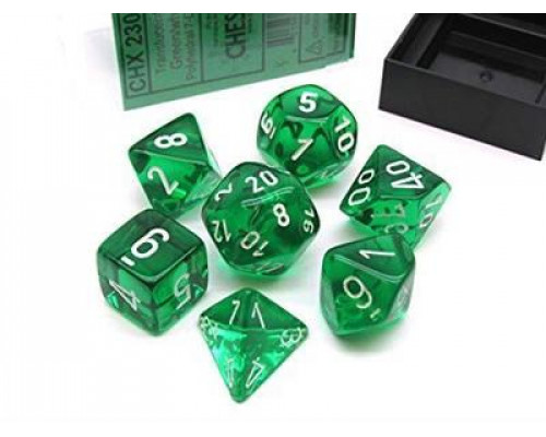 Chessex Translucent Polyhedral 7-Die Set - Green/white