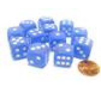 Chessex 16mm d6 with pips Dice Blocks (12 Dice) - Frosted Blue w/white