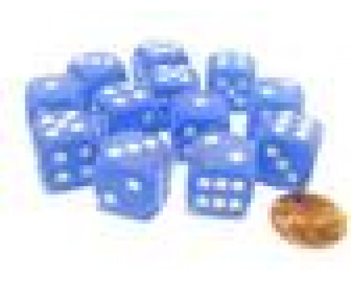 Chessex 16mm d6 with pips Dice Blocks (12 Dice) - Frosted Blue w/white