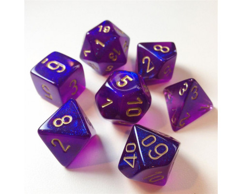 Chessex Borealis Polyhedral Royal Purple/gold Luminary 7-Die Set