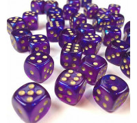 Chessex Borealis 12mm d6 Royal Purple/gold Luminary Dice Block (36 dice)