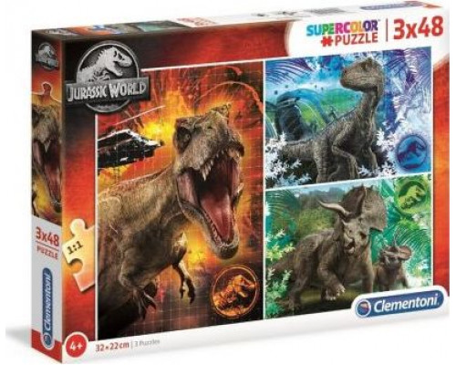 Clementoni Puzzle 3x48 elementów Jurassic World (25250)