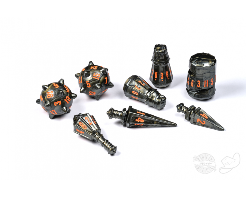 PolyHero Warrior 8 Dice Set Steel Grey