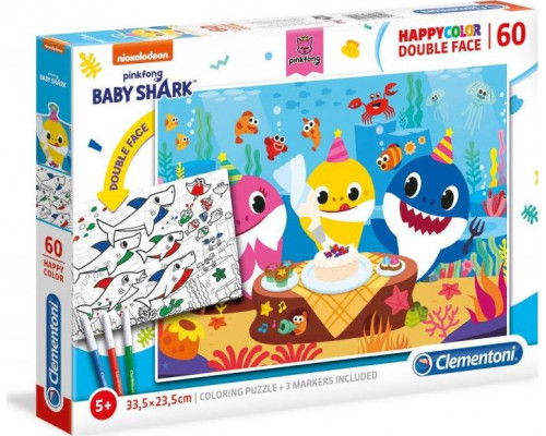 Clementoni Puzzle 60 HappyColor dwustronne Baby Shark