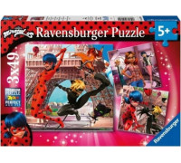 Ravensburger Puzzle 3x49 elementów Miraculum Biedronka i Black Kot