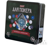 Фабрика Покера: Набор из 100 фишек с номиналом для покера в жестяной коробке (RU)
