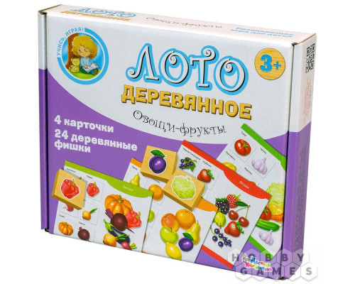 Настольная игра Лото деревянное "Овощи и фрукты"