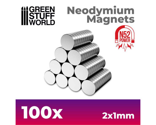 Neodymium Magnets 2x1mm - 100 units (N52)