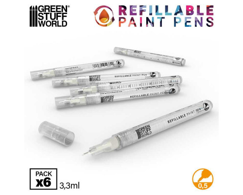 Refillable paint pen 0.5 (pack x6)