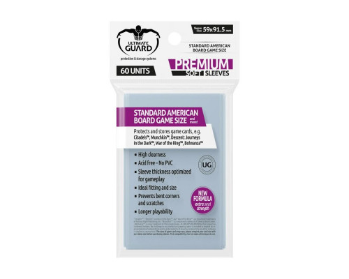 Ultimate Guard Premium Soft Sleeves for Board Game Cards Standard American (60)